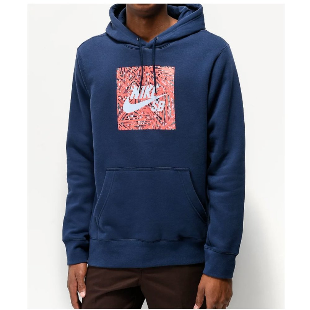 Nike SB Triangle GFX Men's Skateboard Pullover Hoodie - Navy Blue - Picture 4 of 7
